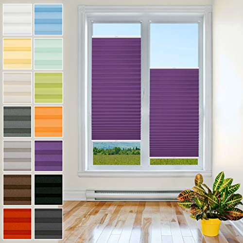 Klemmfix Plissee Ohne Bohren - 100 cm x 120 cm - Plissee Klemmfix Rollo Violett - Plissees für Fenster - Jalousien zum Klemmen - Plisee Rollo Ohne Bohren Klemmfix - Plisseerollo - Plisses - Plisse von Plisart