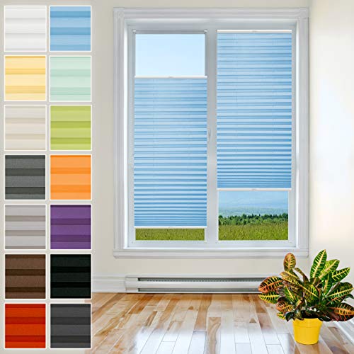 Klemmfix Plissee Ohne Bohren - 100 cm x 70 cm - Plissee Klemmfix Rollo Lichtblau - Plissees für Fenster - Jalousien zum Klemmen - Plisee Rollo Ohne Bohren Klemmfix - Plisseerollo - Plisses - Plisse von Plisart