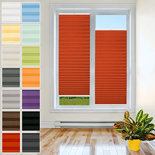 Klemmfix Plissee Ohne Bohren - 100 cm x 80 cm - Plissee Klemmfix Rollo Rot - Plissees für Fenster - Jalousien zum Klemmen - Plisee Rollo Ohne Bohren Klemmfix - Plisseerollo - Plisses - Plisse von Plisart