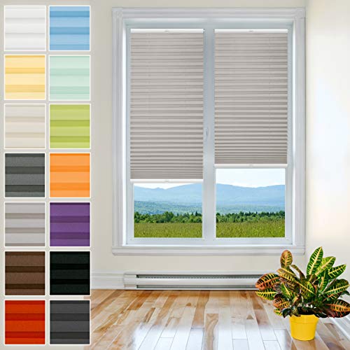 Klemmfix Plissee Ohne Bohren - 120 cm x 120 cm - Plissee Klemmfix Rollo Grau - Plissees für Fenster - Jalousien zum Klemmen - Plisee Rollo Ohne Bohren Klemmfix - Plisseerollo - Plisses - Plisse von Plisart