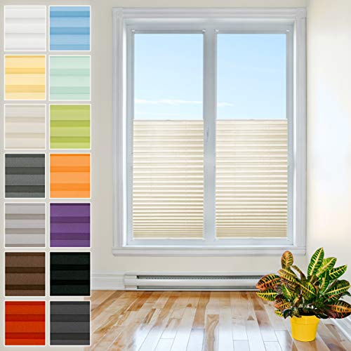 Klemmfix Plissee Ohne Bohren - 120 cm x 70 cm - Plissee Klemmfix Rollo Creme - Plissees für Fenster - Jalousien zum Klemmen - Plisee Rollo Ohne Bohren Klemmfix - Plisseerollo - Plisses - Plisse von Plisart