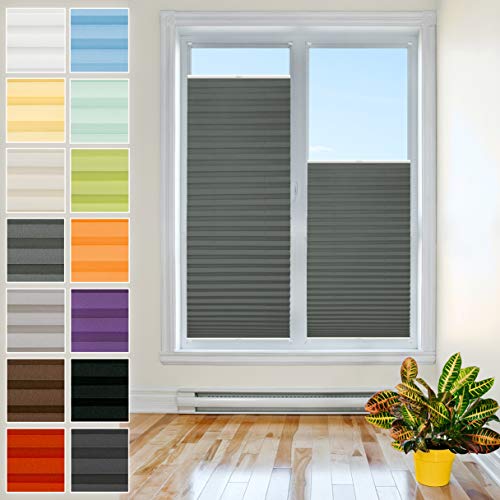 Klemmfix Plissee Ohne Bohren - 40 cm x 80 cm - Plissee Klemmfix Rollo Grafit - Plissees für Fenster - Jalousien zum Klemmen - Plisee Rollo Ohne Bohren Klemmfix - Plisseerollo - Plisses - Plisse von Plisart