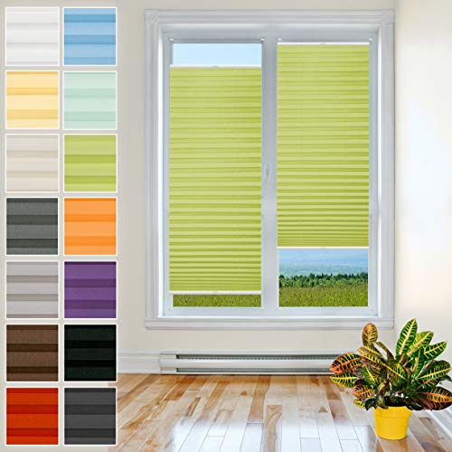 Plisart Premium Plissee Klemmfix Ohne Bohren, Grün 90x150cm, Sonnenschutz, Lichtdurchlässig, Easyfix Rollo Plissees für Fenster, Faltrollo, Jalousie zum Klemmen, Plisseerollo von Plisart