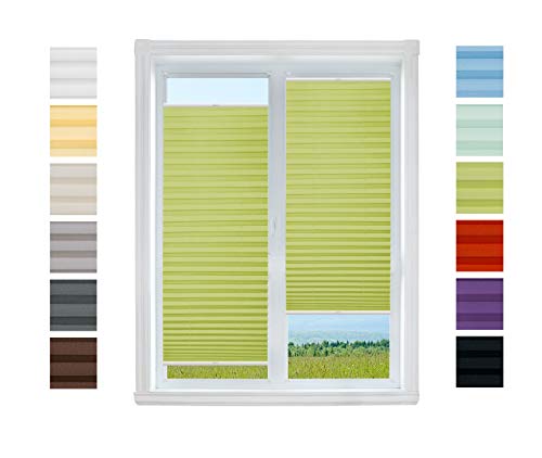 Plissee Rollo NACH MAß Klemmfix ohne Bohren - TOP QUALITÄT Pearl Stoffkollektion | Easyfix klemmträger Faltrollo Jalousie Sichtschutz, Sonnenschutz für Fenster (Grün, B: 61-70cm, H: 211-240cm) von Plisart