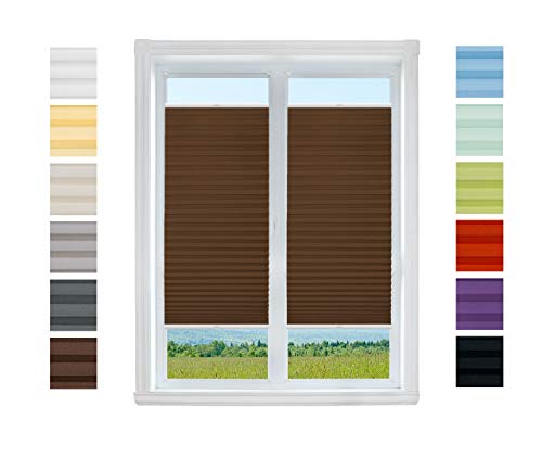 Plissee Rollo NACH MAß zum Anschrauben | TOP QUALITÄT Pearl Stoffkollektion | Halterungen zum Schrauben | Faltrollo Jalousie, Sichtschutz, Sonnenschutz Fenster (Braun, B: 51-60cm, H: 91-110cm) von Plisart