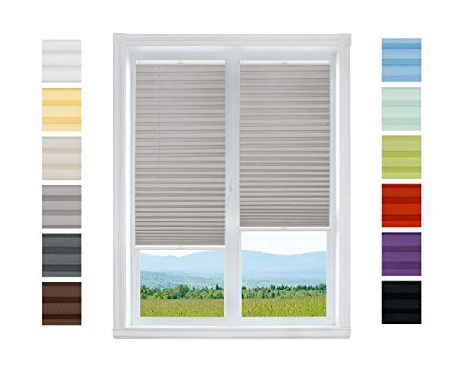 Plissee Rollo NACH MAß zum Anschrauben | TOP QUALITÄT Pearl Stoffkollektion | Halterungen zum Schrauben | Faltrollo Jalousie, Sichtschutz, Sonnenschutz Fenster (Grau, B: 91-100 cm, H: 91-110cm) von Plisart