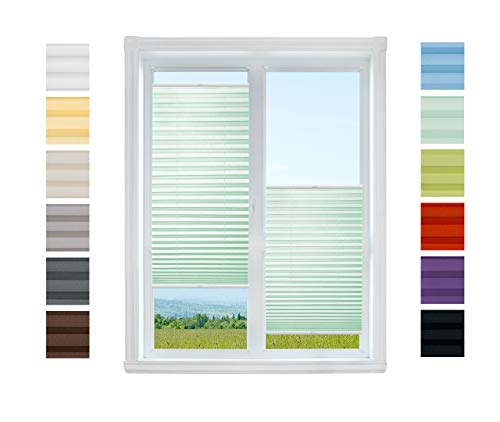 Plissee Rollo NACH MAß zum Anschrauben | TOP QUALITÄT Pearl Stoffkollektion | Halterungen zum Schrauben | Faltrollo Jalousie, Sichtschutz, Sonnenschutz Fenster (Mint, B: 41-50cm, H: 40-69cm) von Plisart
