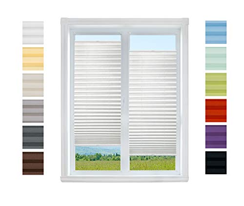 Plissee Rollo NACH MAß zum Anschrauben | TOP QUALITÄT Pearl Stoffkollektion | Halterungen zum Schrauben | Faltrollo Jalousie, Sichtschutz, Sonnenschutz Fenster (Weiß, B: 111-120cm, H: 91-110cm) von Plisart