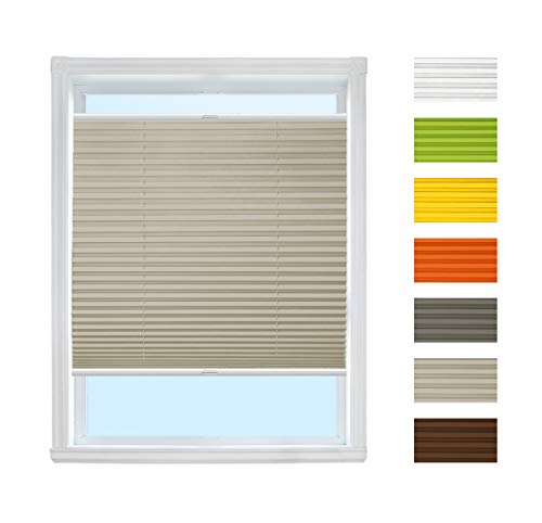 Plissee Rollo zum Anschrauben (Grau, B55cm x H200cm) Rollo Jalousie, Halterungen zum Schrauben/Faltrollo Sichtschutz und Sonnenschutz für Fenster/Farbe & Größe wählbar von Plisart