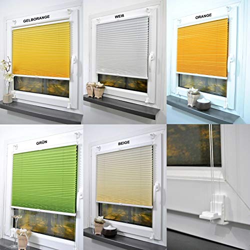 Plissee Klemmfix ohne Bohren Fensterrollo Rollos Faltrollo Pliseerollos Jalousie (Weiß, 75x130cm) von PlisseeOnline/Sandega