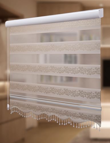 PlisseeOnline Doppelrollo Duorollo mit Alu Kassette und Motiv Rankenmuster und Perlen Breite: 140 cm Höhe: 200 cm Blickdicht Deckenmontage Freihängend Deckenmontage Zebra Perde Mit Motiv Gold/Beige PlisseeOnline Doppelrollo Duorollo mit Alu Kassette und Motiv Rankenmuster und Perlen Breite: 140 cm Höhe: 200 cm Blickdicht Deckenmontage Freihängend Deckenmontage Zebra Perde Mit Motiv Gold/Beige von PlisseeOnline