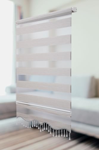 PlisseeOnline Doppelrollo Klemmfix ohne Bohren Grau mit Perlen Duo Rollo für Fenster und Türen Plissee Rollo Gardine 130 x 150 cm Blickdicht Klemmrollo mit Perlen Seitenzugrollo PlisseeOnline Doppelrollo Klemmfix ohne Bohren Grau mit Perlen Duo Rollo für Fenster und Türen Plissee Rollo Gardine 130 x 150 cm Blickdicht Klemmrollo mit Perlen Seitenzugrollo von PlisseeOnline