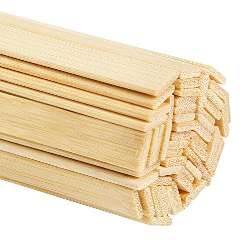 Pllieay 60 Stück natürliche Bambusstöcke Holz-Bastelstäbe Extra Lange Stöcke zum Basteln (39,9 cm Länge x 0,9 cm Breite x 0,2 cm Dicke) von Pllieay