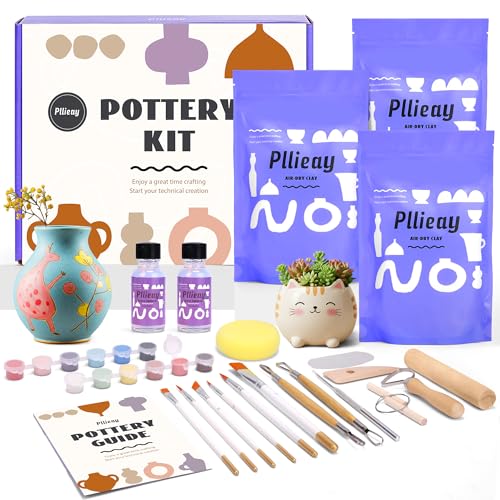 Pllieay Töpferset für Zuhause Lufttrocknenden Ton Keramik Bemalen Set Pottery Set Selbsttrocknender Ton DIY Kreativ Set Basteln Erwachsene mit Werkzeugen, Lack und Anleitung Pllieay Töpferset für Zuhause Lufttrocknenden Ton Keramik Bemalen Set Pottery Set Selbsttrocknender Ton DIY Kreativ Set Basteln Erwachsene mit Werkzeugen, Lack und Anleitung von Pllieay