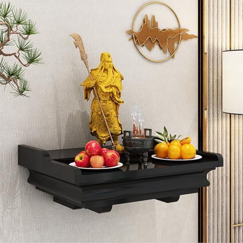 Kleiner wandmontierter Altartisch Holz, persönlicher Altartisch für Zuhause als spiritueller Puja-Tisch, Gebetstisch für Wohnzimmer, Wandregal zur Präsentation.(Black) von Pllrbvshs