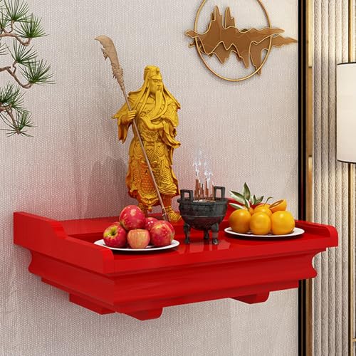 Kleiner wandmontierter Altartisch Holz, persönlicher Altartisch für Zuhause als spiritueller Puja-Tisch, Gebetstisch für Wohnzimmer, Wandregal zur Präsentation.(Red) von Pllrbvshs