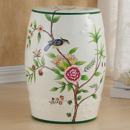 Pllrbvshs Chinesischer dekorativer Gartenhocker, Keramik-Trommelhocker, runder Schuhhocker für den Eingang, Blumendisplay-Regal mit Glasurverzierung, geeignet für Wohnzimmer und Flur.(F) von Pllrbvshs