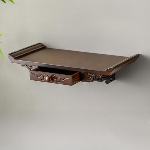 Pllrbvshs Wandmontierter Kleiner Altartisch Altartisch zur Meditation für Buddha-Figuren wandmontierte Buddha-Altartisch eignet Sich ideal für die Anbetung mit Weihrauch.(A40X25CM/15.7X9.8IN) von Pllrbvshs
