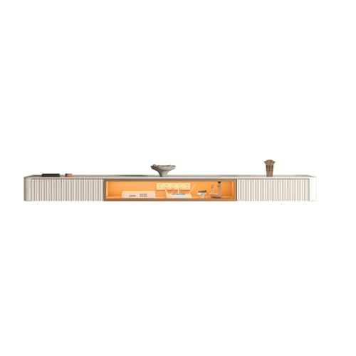 Schiefer Schwimmender TV Schrank Wandmontierter TV-Ständer Mit Schublade Moderner TV Schrank Holz Mit Klapptür Wandmontierter Fernsehschrank Geeignet Für Wohnzimmer Und Schlafzimmer.(Warm white,160x30 von Pllrbvshs