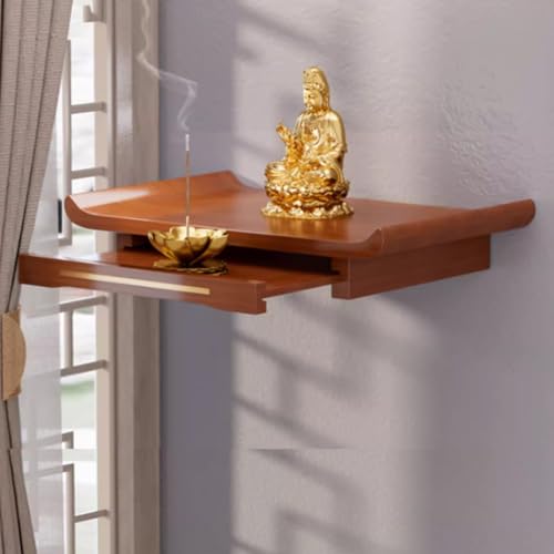 Wandmontierter altartisch persönlicher Hausaltar aus Massivholz mit Schublade, versteckter Halterung, Gebetstisch für Guandi-Statue, buddhistisches Mini-Schreinaltarregal für Zuhause.(B,58X25X6.5CM/22 Wandmontierter altartisch persönlicher Hausaltar aus Massivholz mit Schublade, versteckter Halterung, Gebetstisch für Guandi-Statue, buddhistisches Mini-Schreinaltarregal für Zuhause.(B,58X25X6.5CM/22 von Pllrbvshs