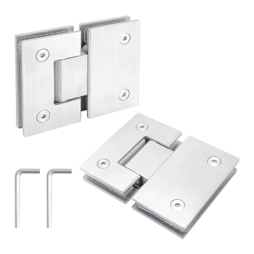 Plmvhpb 2er-Pack 180-Grad-Duschtürscharniere, Rahmenlose Duschtürscharniere Aus Glas, Robuster Edelstahl 304 Plmvhpb 2er-Pack 180-Grad-Duschtürscharniere, Rahmenlose Duschtürscharniere Aus Glas, Robuster Edelstahl 304 von Plmvhpb