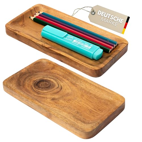 Plogis Holztablett Rechteckig aus Akazie - 2er Set Mini Deko Tablett Holz 20 x 10 cm Klein/Dekotablett Holz Länglich/Stiftschale Stiftablage Schreibtisch Deko Tablett Schmal/Dekoschale Plogis Holztablett Rechteckig aus Akazie - 2er Set Mini Deko Tablett Holz 20 x 10 cm Klein/Dekotablett Holz Länglich/Stiftschale Stiftablage Schreibtisch Deko Tablett Schmal/Dekoschale von Plogis