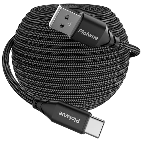 Extra langes USB C Kabel 7M, PS5 Controller Ladekabel Geflochtenes USB Typ C Ladekabel Kompatibel mit Samsung Galaxy S20/S10/S9 Huawei, PS5, Xbox Serie X/S Controller, Switch Pro etc. (Schwarz) von Ploiwue