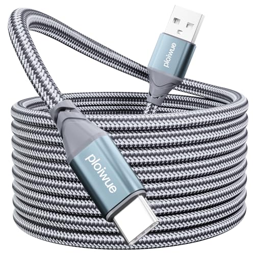 USB C kabel 3 M,USB Type C Charger Cable Nylon-Braided Data Sync Cord for PS5 Controller,PS5 DualSense Xbox Series X/S Controller,Sony,Samsung Galaxy S20 S21,Nintendo Switch（Grey） von Ploiwue