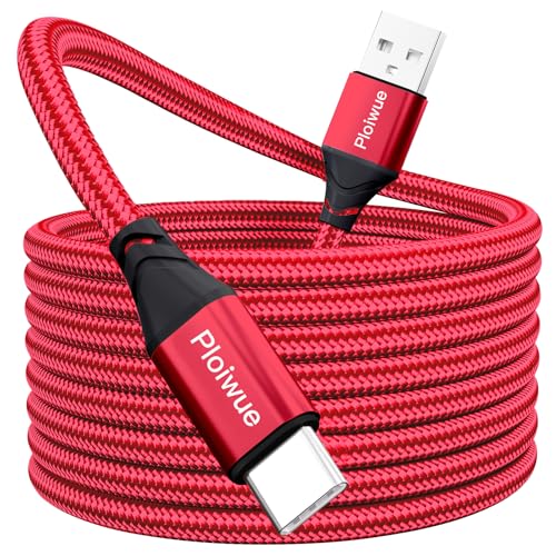 USB C Kabel 5M, Extra Lang USB C Ladekabel Nylon PS5 Controller Ladekabel USB Typ C Kabel kompatibel mit Samsung Galaxy S20/S10/S9, Huawei, PS5, Xbox Series X/S Controller, Pro Controller etc（rot） von Ploiwue