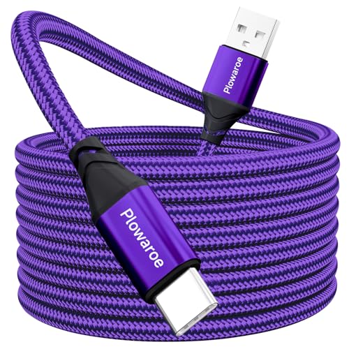 USB C Kabel 7M Extra Lang USB C Ladekabel Nylon Geflochtenes PS5 Controller Ladekabel USB Typ C Kable für Samsung Galaxy S22 S21 S20 S10 S9 S8 Note 10 9,PS5, P30 P20,LG V30 V20 G6 G5 (Lila) von Ploiwue