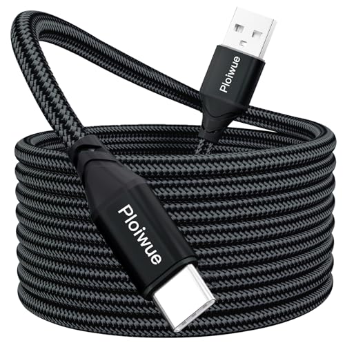USB C Kabel 8M, Extra Lang USB C Ladekabel Nylon Geflochtenes PS5 Controller Ladekabel USB Typ C Kable für Samsung Galaxy S22 S21 S20 S10 S9 S8 Note 10 9 8,PS5,HUAWEI P30 P20,LG V30 V20 G6 (schwarz) von Ploiwue