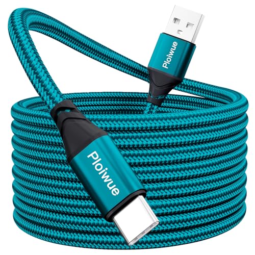 USB C Kable 6M, Extra Lang USB C Ladekabel Nylon Geflochtenes PS5 Controller Ladekabel USB Typ C Kable für Samsung Galaxy S22 S21 S20 S10 S8 Note 10 9 8,PS5, HUAWEI P30 P20,LG V30 V20（grün） von Ploiwue