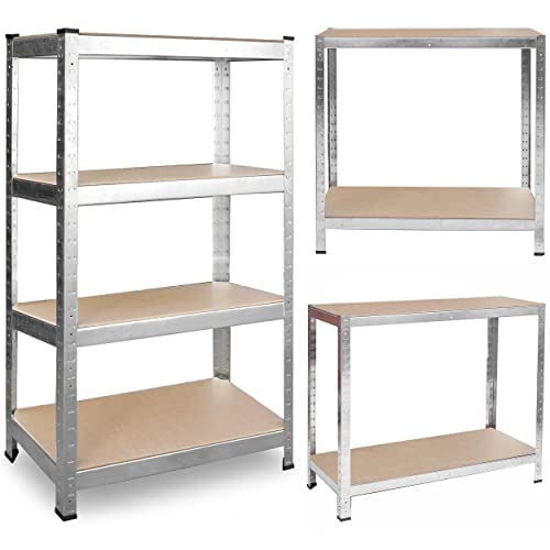 Plonos Metallregal Lagerregal - Regal zur Lagerung Organisation in Abstellräumen Kellern Garagen Wirtschaftsräumen - Hergestellt aus Metall und MDF Platte - bis 600 kg Größe 174 x 80 x 40 cm von Plonos