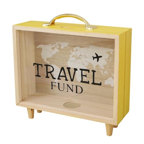 Plookyoe Adventure Archive Box, Travel Shadow Box, Ticket Shadow Box with Slot, 8Inch Memory Boxes for Keepsakes Yellow von Plookyoe