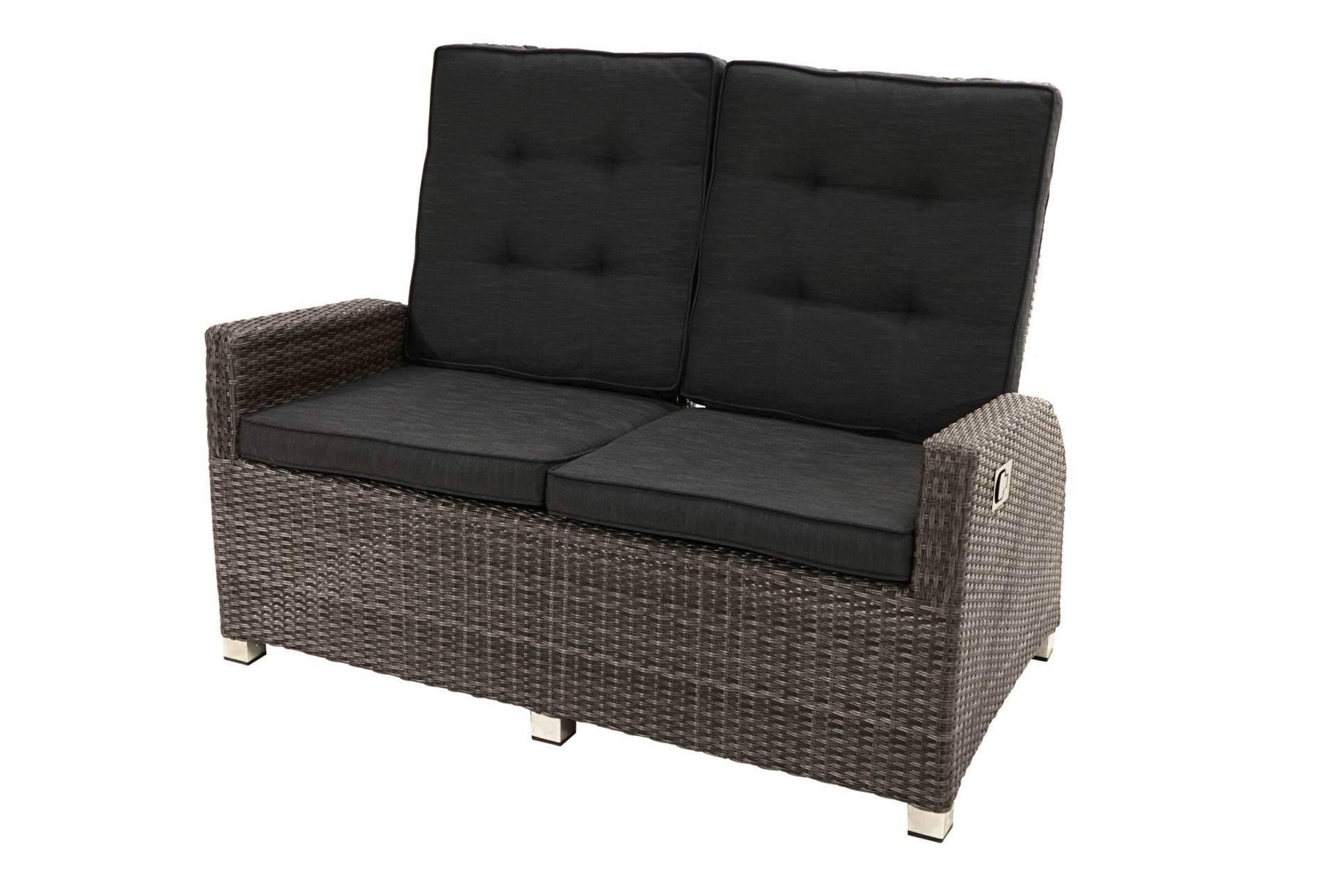 Ploß Rocking Comfort Dining / Lounge 2-Sitzer Sofa, grau/braun-meliert, Polyrattan, 148x85x112 cm, verstellbar von Ploß