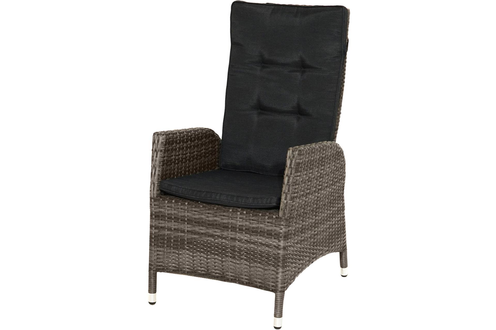Ploß Rocking Dining Sessel, grau/braun-meliert, Polyrattan, 60x68x111 cm, verstellbar, inkl. Polster von Ploß