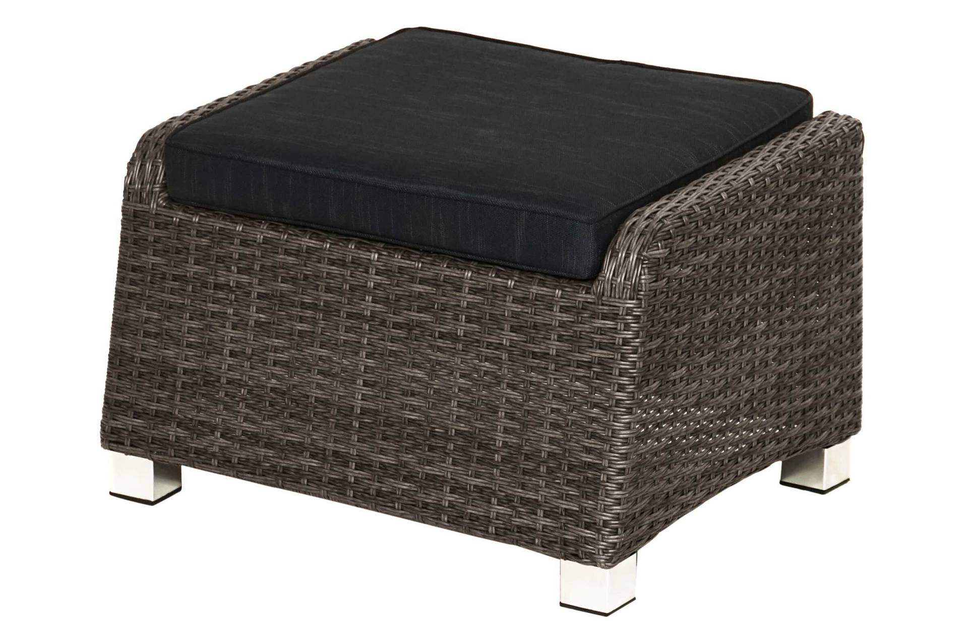 Ploß Rocking Hocker, grau/braun-meliert, Polyrattan, 71x45x56 cm, zu Loungesessel, inkl. Polster von Ploß