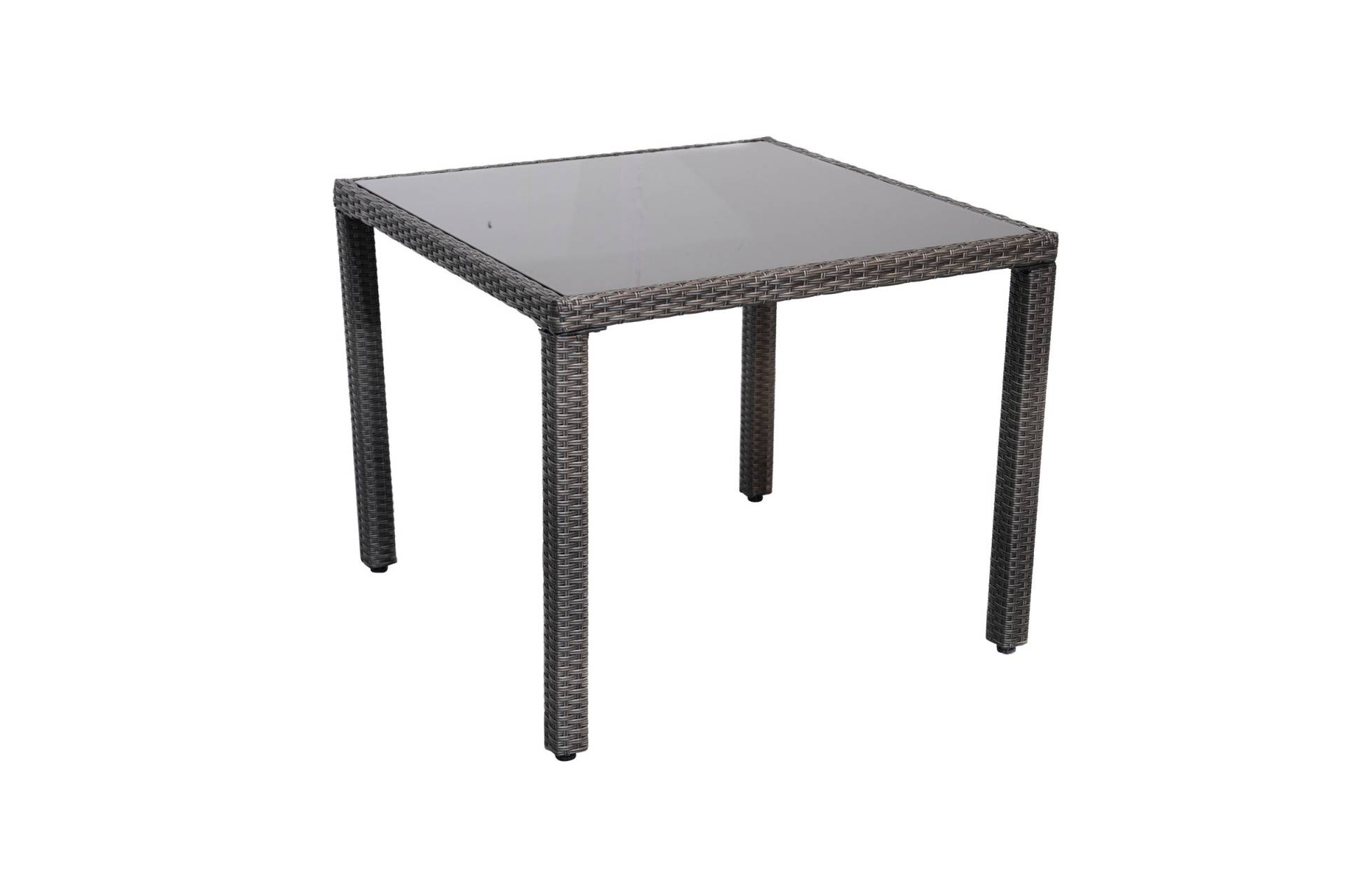 Ploß Bradford Dining-Tisch, grau-braun-meliert, Aluminium/Polyrattan, 90x90 cm, Pulverbeschichtet, Witterungsbeständig von Ploß