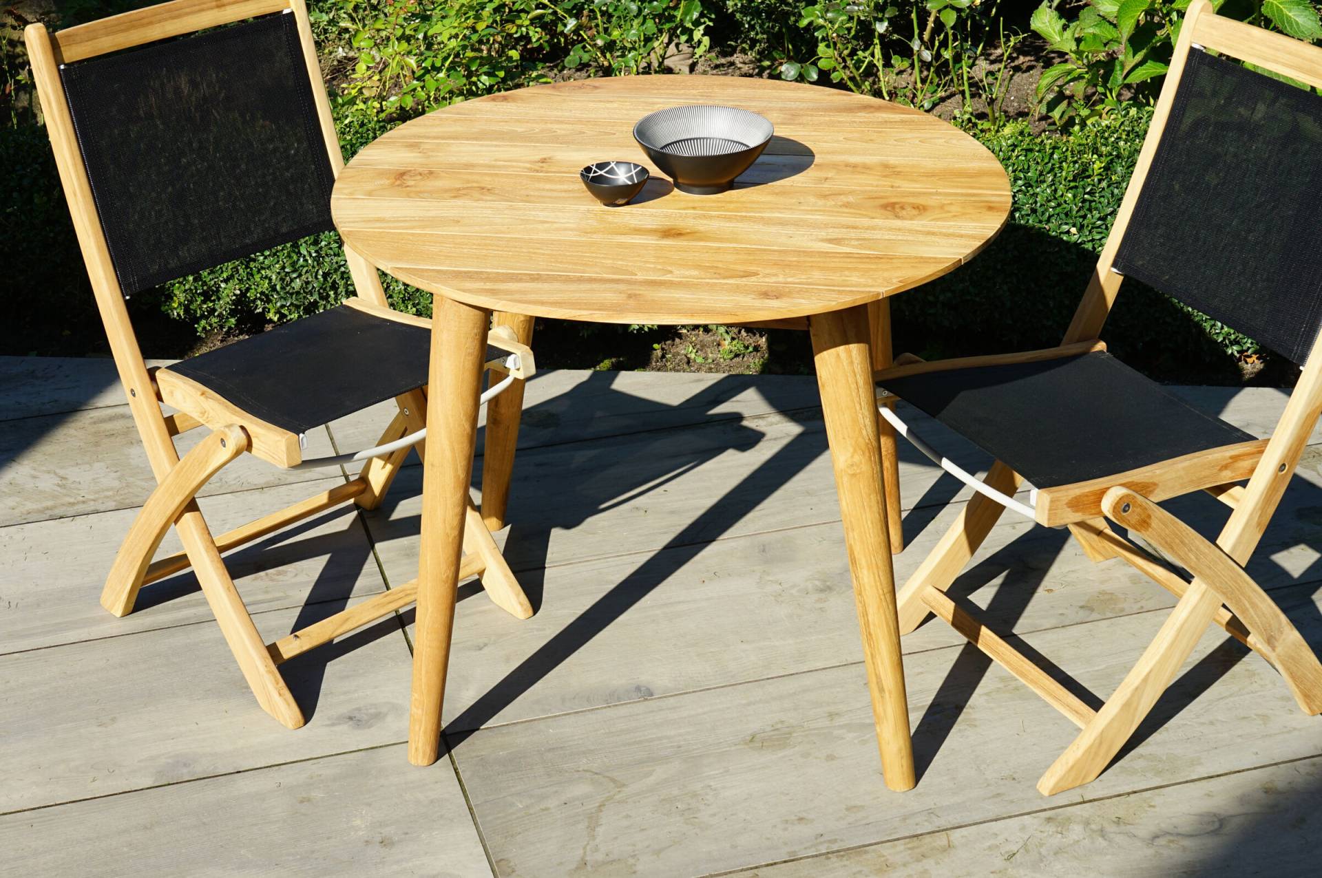 Ploß Design-Loft-Tisch Wellington, natur, Premium SLVK-Teakholz, Ø90 x75 cm, rund von Ploß