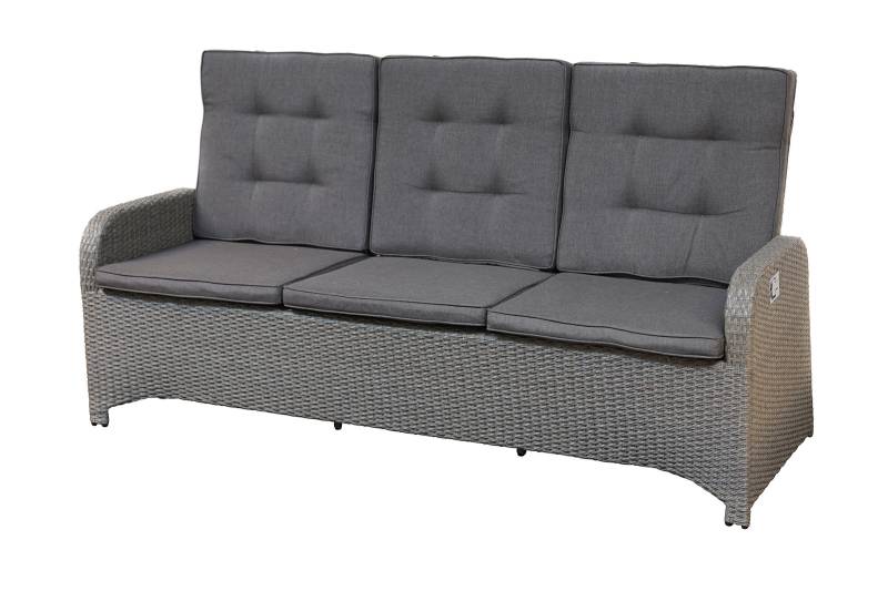 Ploß Kibico Comfort 3-Sitzer Lounge-Sofa, grau-natur-meliert, Geflecht/Aluminium, Vertikal Verstellbar, Polster Inklusive von Ploß