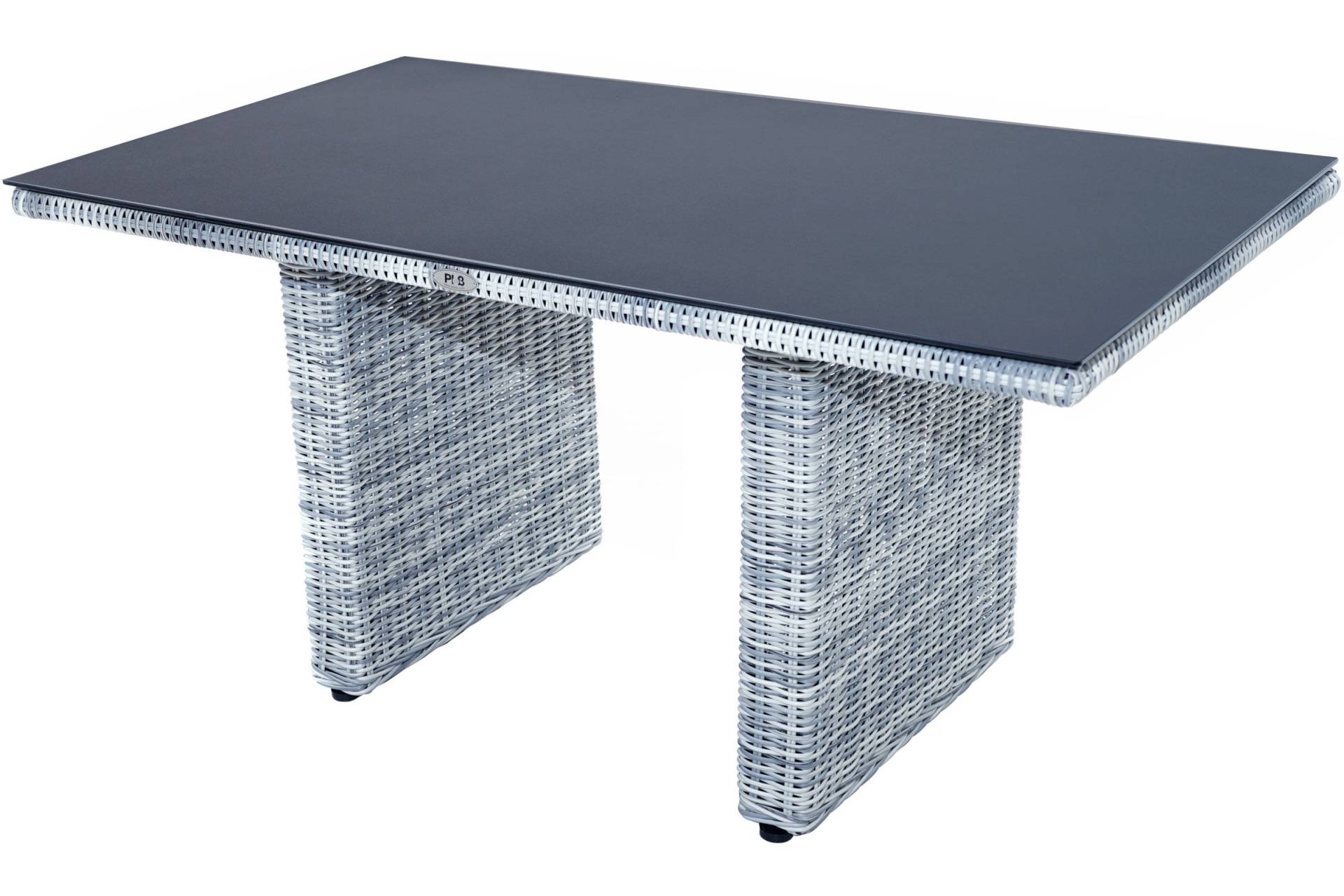 Ploß Miami Lounge-Tisch, Grau-Weiß-Meliert, Polyrattan, 120x80 cm, Robust, Witterungsbeständig von Ploß