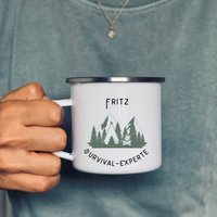 Survival Experte | Outdoor Natur Berge Keramiktasse Emaillebecher Personalisierbar Geschenk Becher Tasse von PlottTwistDE