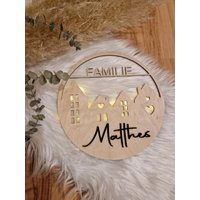 Türschild Lichterhäuser Familie| Personalisiert| Beleuchtet| 3D Schriftzug von PlotterLieDesign