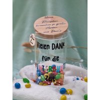 Personalisiertes Geschenk Kindergarten Abschied, Vorratsglas Erzieher Tagesmutter " Vielen Dank Für Die Kunterbunte Zeit Dankeschön Kita von PlotterLoves
