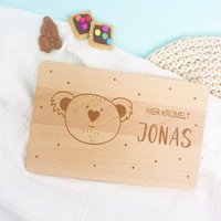 Baby Geschenk Geburt Frühstücksbrettchen Kinder - Frühstücksbrett Personalisiert, Taufe Geburtstag, Brettchen Koala Taufgeschenk von PlotterOtter