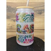 Stitch Glasbecher/16 Unzen Frosted Glass Tumbler Mit Bambus Deckel & Strohhalm Libbey Glasdose /Stitch Glas Stitch Glasbecher/16 Unzen Frosted Glass Tumbler Mit Bambus Deckel & Strohhalm Libbey Glasdose /Stitch Glas von Plotterstilzchen