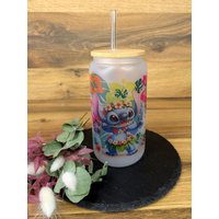 Stitch Glasbecher/16 Unzen Frosted Glass Tumbler Mit Bambus Deckel & Strohhalm Libbey Glasdose Stitch Glasbecher/16 Unzen Frosted Glass Tumbler Mit Bambus Deckel & Strohhalm Libbey Glasdose von Plotterstilzchen