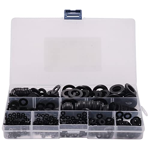 600 StüCke Schwarz Nylon Gummi Unterlegscheibe Sortiment Kit für M2 M2,5 M6 M8 M10 M12 Plain Reparatur Washer MöBel Dichtung Kit von Plouluyt