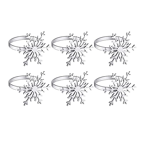 Plouluyt 6 StüCk Schneeflocke Servietten Ringe Schneeflocke Servietten Halter Ringe für Urlaub Tisch Dekoration (Silber) von Plouluyt