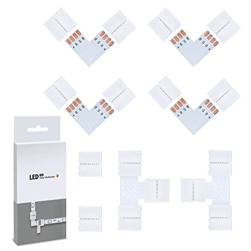 LED Eckverbinder, L- Form und T- Form LED Strip Schnellverbinder, 10mm 4 Polig RGB 5050 LED Streifen Verbinder Ecke, Lichtstreifen Steckverbinder. von Plozoe